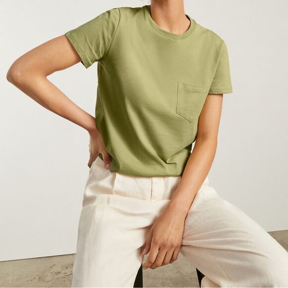 Everlane Box Cut Tee Womens XXS Green Organic Classiccore Elevated Basic Casual - Picture 6 of 9